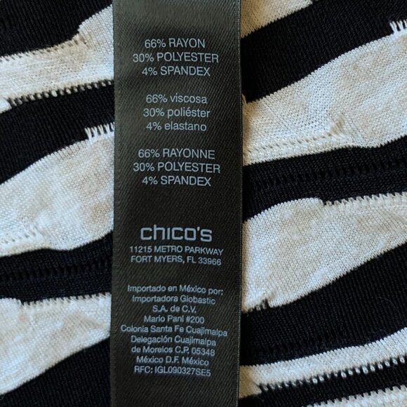 Chico's Travelers Black & White Striped Jacket Sz 1 (M/8) 88L - Picture 8 of 9